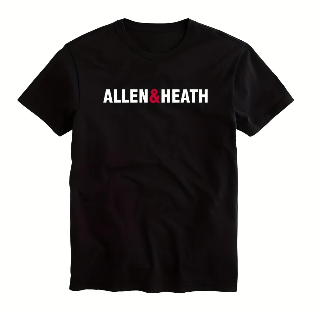 

Allen Heath Logo T-Shirt for Men Women Black with White Red Brand Print Soft Crew Neck Casual Tee Music Producer Gift