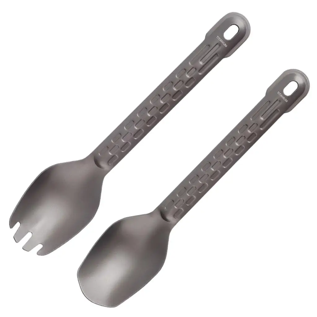 Lightweight Camping Tableware Titanium Long-Handled Cutlery Kit