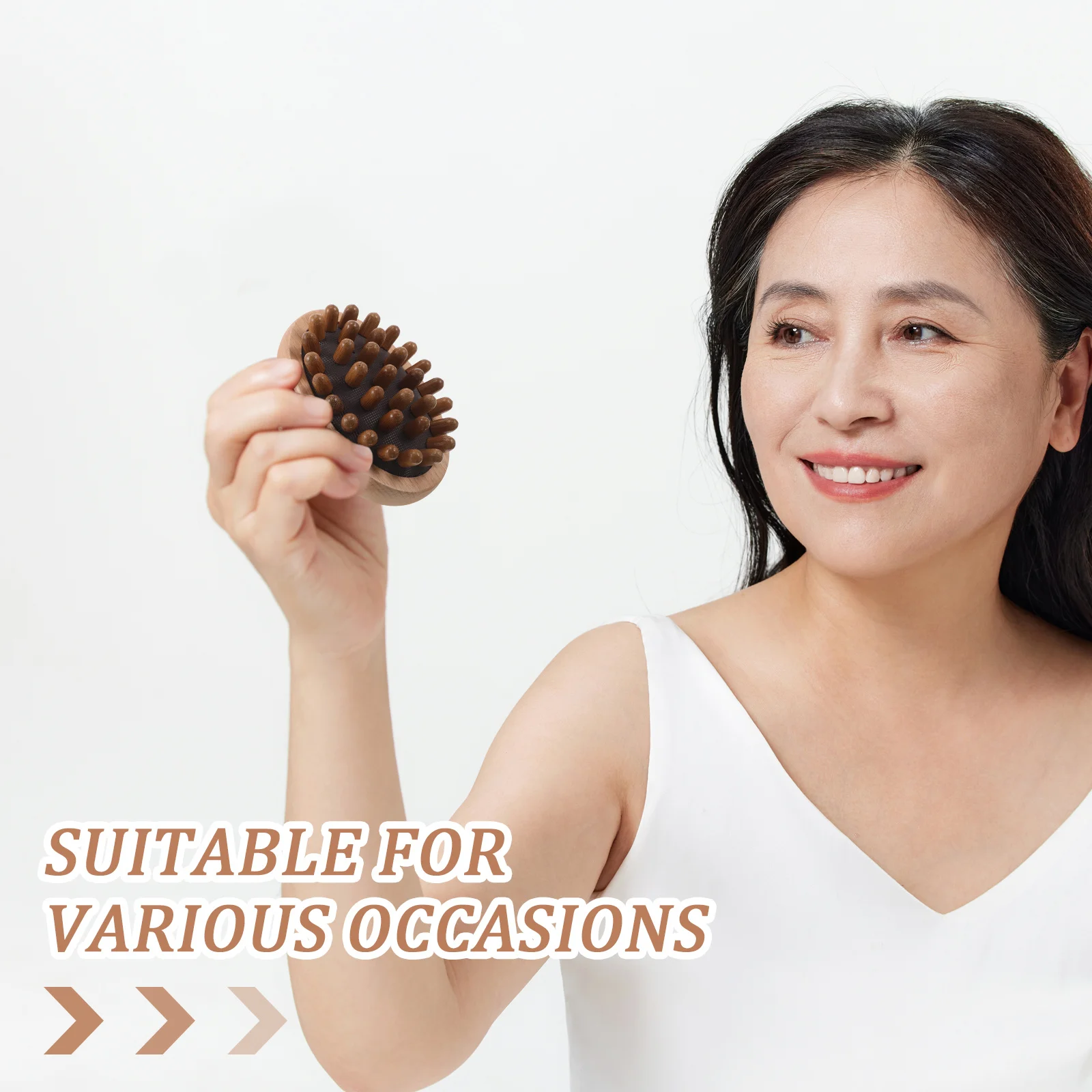 مشط تدليك فروة الرأس الخشبي المريح، شعيرات ناعمة لتدليك الرأس الفعال، فرشاة شعر محمولة للجنسين للاستخدام اليومي #2