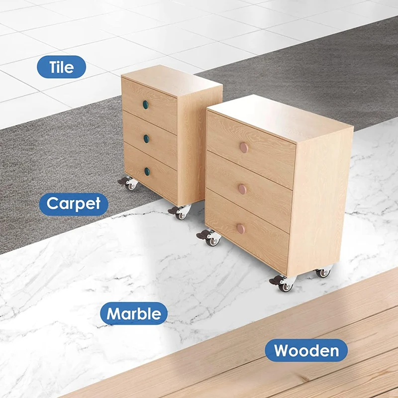 ABRE-Furniture Castors Small,360 Degree Swivel Castors Heavy Duty Load Capacity Silent Solid Rubber Castors Set Of 4