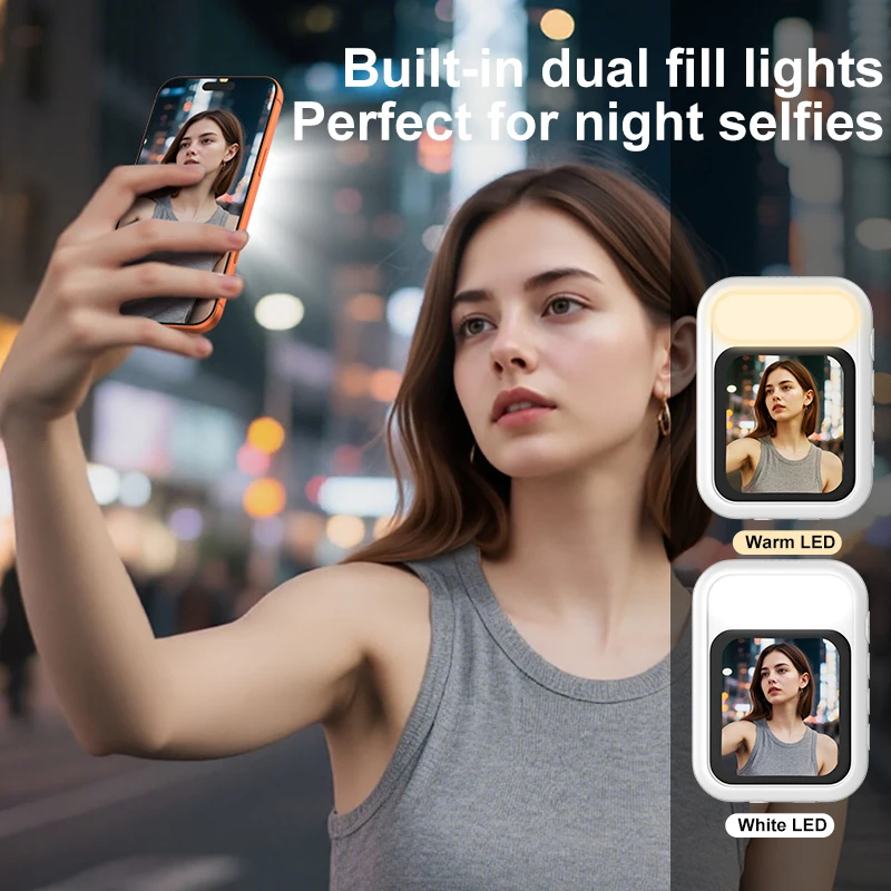 NEWEST Selfie Monitor Screen Magnetic Phone Back Mirroring Rear Camera For Live Stream Vlogging Video Recording with Fill Light