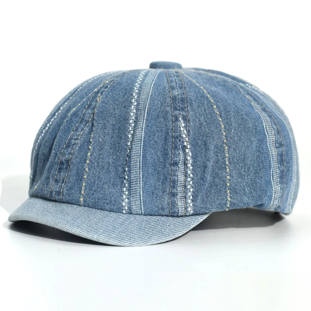 Denim Newsboy Caps Casual Outdoor Retro Beret Hats Octagonal Hat Fashion Solid Flat Caps Gatsby Driving Cabbie Cap