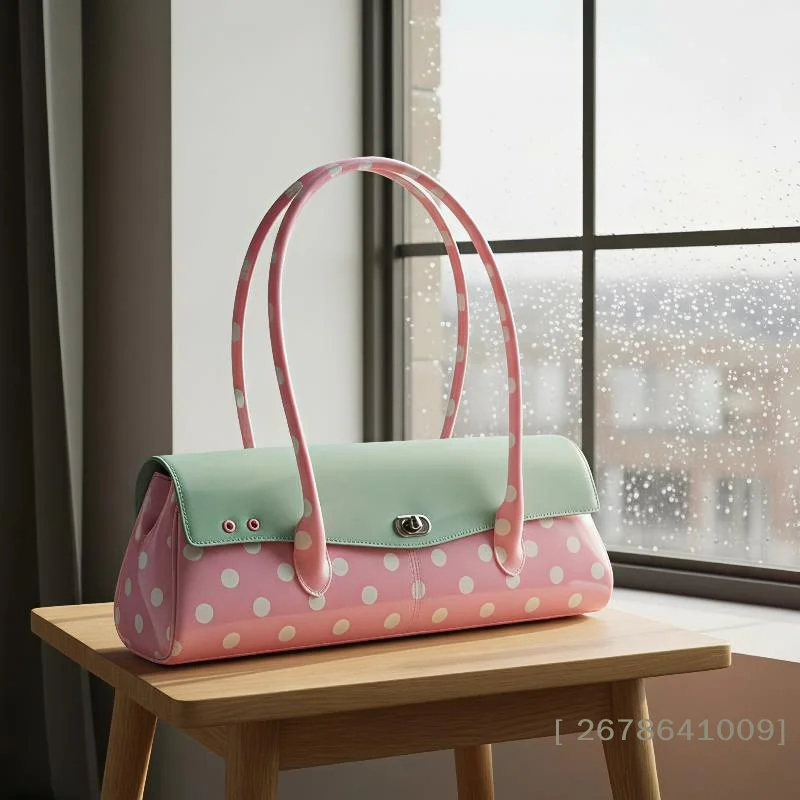⚑Cute Polka Dot Pink Mint Green Shoulder Bag Fashion Casual Tote Bag Casual Commute Handbag For Women Daily Shopping Dating Use