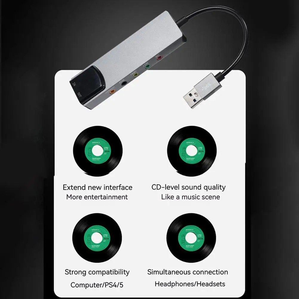 كمبيوتر محمول سطح المكتب كارت الصوت 5.1 قناة USB بطاقة الدردشة كابل لعبة صوت الصوت الألياف البث البصري المباشر W5H9 #4
