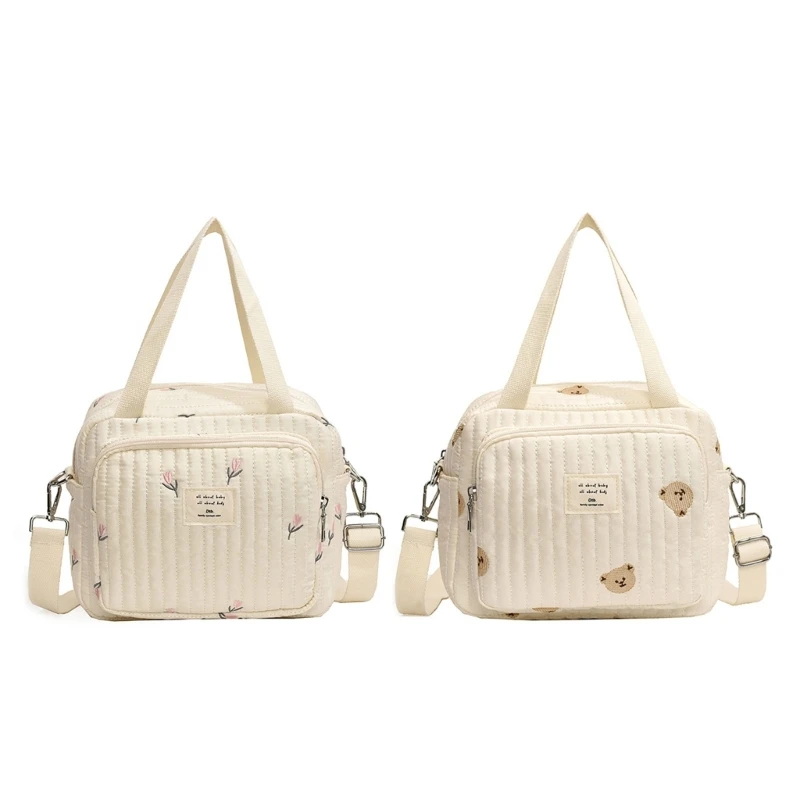 Stylish Embroidered Maternity Bag for Modern Moms Spacious Baby Diaper