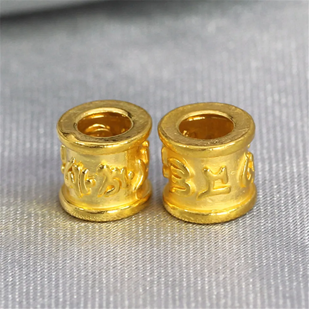 

Pure 999 24K Yellow Gold Men Women 3D Lucky Six Words Tube Bead Pendant 0.1-0.2g 1pcs 3.5mm Hole