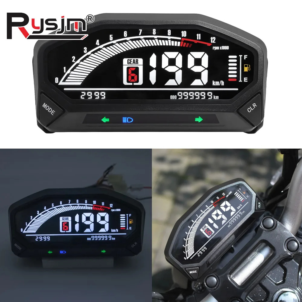 

Универсальный цифровой спидометр для мотоциклов 12В с ЖК-дисплеем, тахометр, индикатор уровня топлива, дисплей скорости для 1, 2, 4 цилиндров