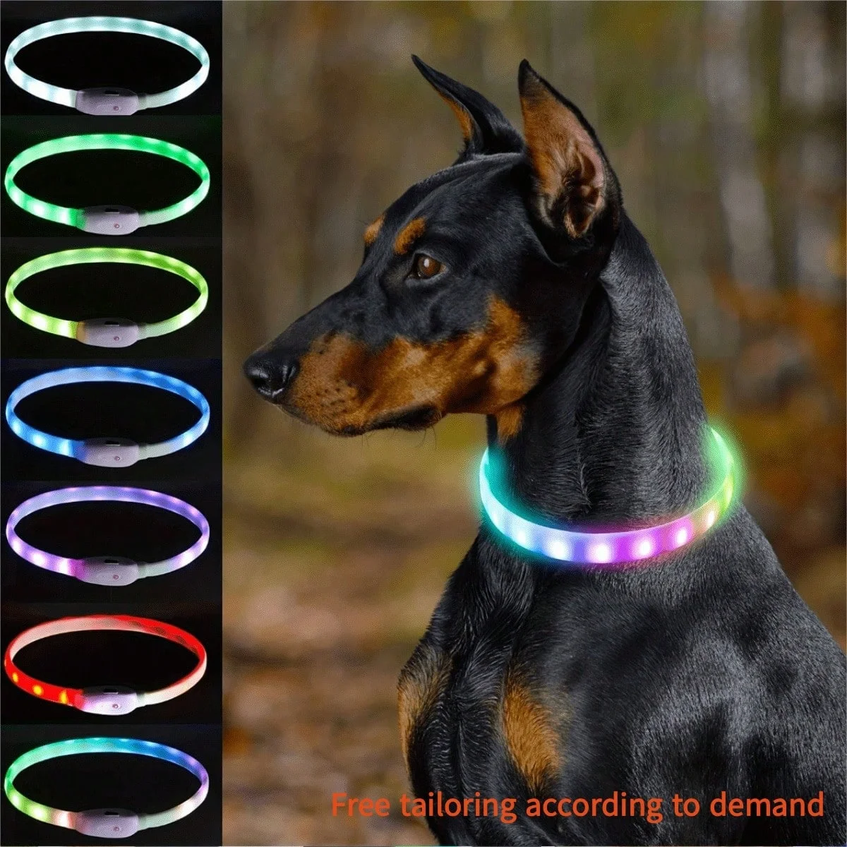 Glowing Pet Dog Collar Adjustable Length Night Safety Light up Leash for Nighttime Outings