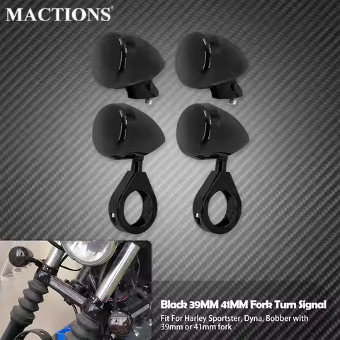 Motorcycle 4PCS Front Rear LED Turn Signal Light 39~41mm Fork Lamp For Harley Dyna Bobber Sportster XL1200 883 Fat Bob FXDF FXDB