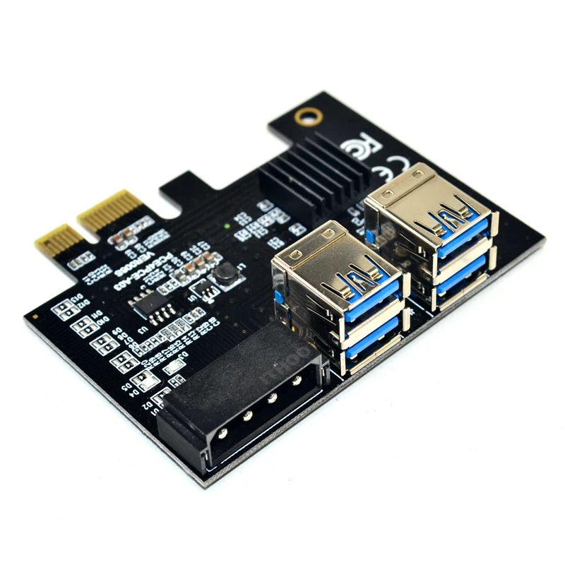 

PCI-E 1 To 4 Expansion Card PCI-E 1X To 16X 4 Port Dual Layer USB3.0 Graphics Adapter Expansion Card For BTC Mining