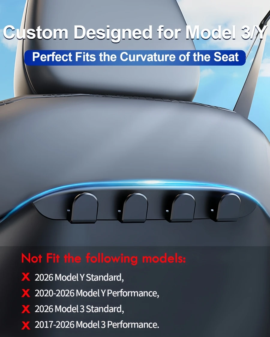 Multi-use Car Seatback Hanger Hook for Tesla Model 3 Y 2017-2025 2026 Juniper & Highland Purse Seat Back Organizers Grocery Hold