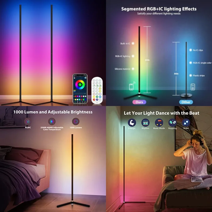 RGB Corner Floor Lamp, 64.5