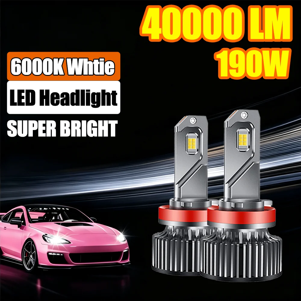 LED Headlight 9005 HB3 H11 H8 H9 Car Headlight 40000LM 190W Canbus No error Pug and Play CSP Chips Led Lights Turbo 12V lampada