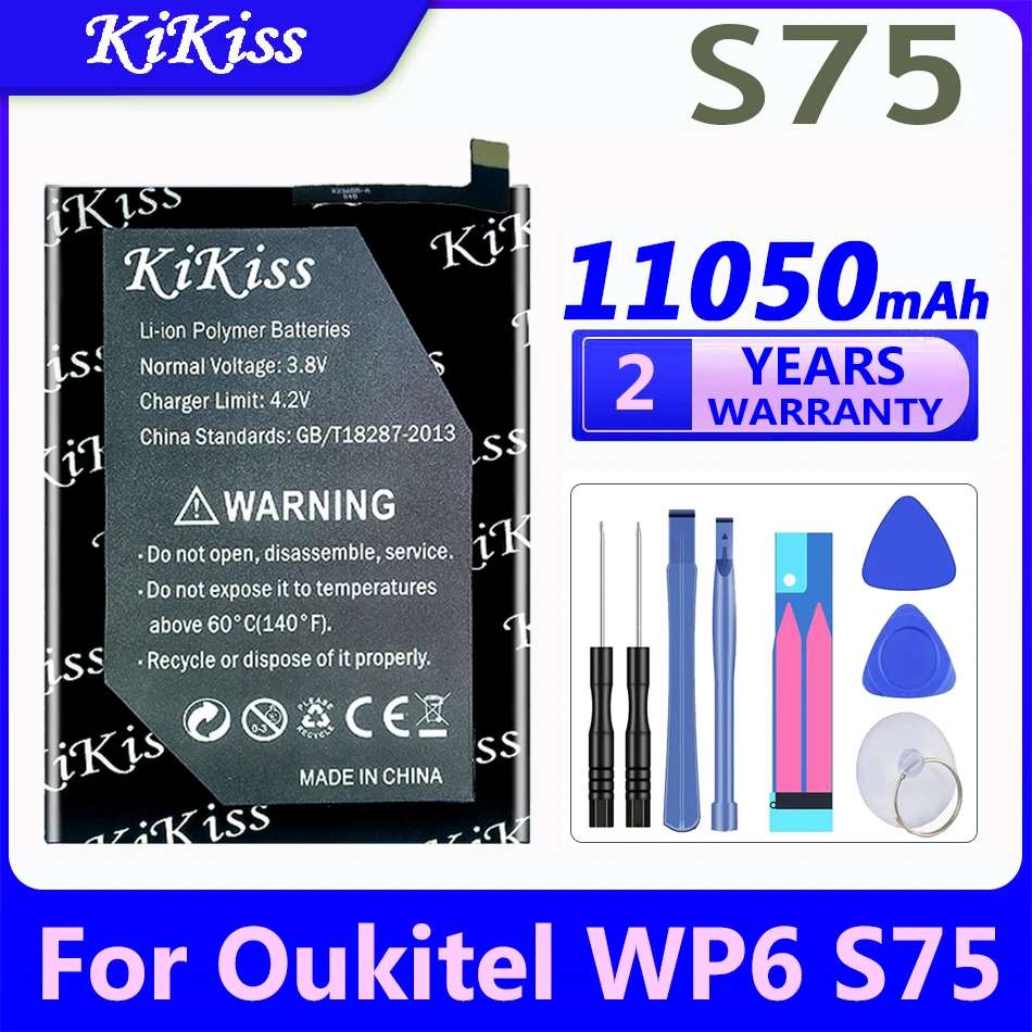 

KiKiss High Quality 11050mAh Battery For Oukitel WP6 S75 Smartphone Batteries + Free Tools