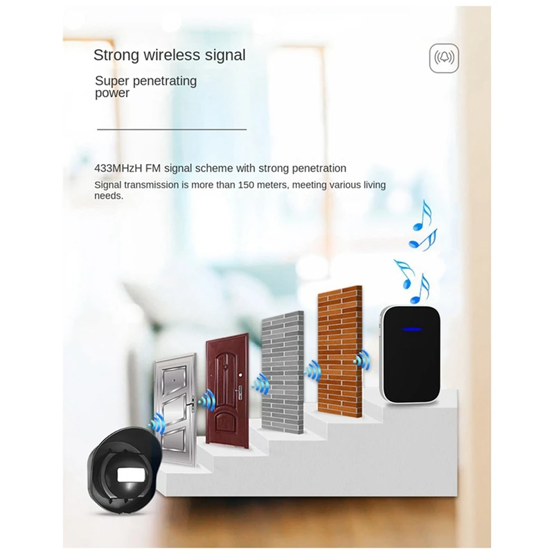 A16R-Waterproof Wireless Sensor Doorbell Courtyard 200 Meter Distance Alarm Store Ding Welcome Device