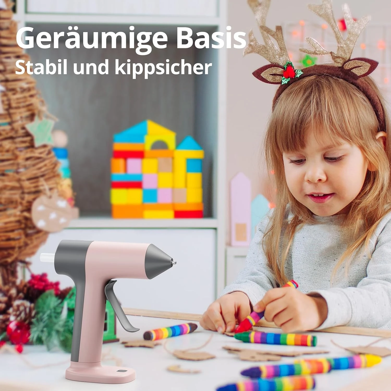 Akku-betriebene Heißklebepistole, 4 V, USB-C, wiederaufladbar, Mini-Heißklebepistole mit Akku, 30 Sekunden schnelle Aufheizzeit, tropffreie Düse, inklusive 7 Heißklebestiften à 140 mm, tragbare Klebepistole für Bastelarbeiten, DIY-Projekte und Reparaturen im Haushalt. – Detail 10