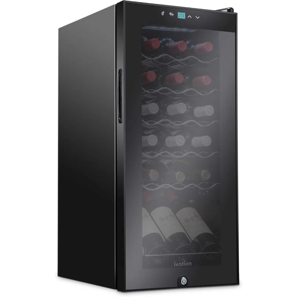 Refrigerador de vino con cerradura, compresor de 18 botellas, grande, independiente, para vino tinto, blanco