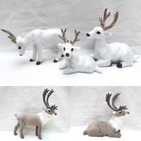 Simulation Lying Christmas Sika Artificial Deer Reindeer Fairy Garden Miniatures Prop Animal Model Figurine Shop Window Showcase