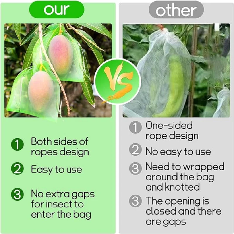 Plant Fruit Protection Bags 50Pcs Grow Netting Control Plants Grow Gardening Drawstring Bags Anti Bird Net Garden Tool