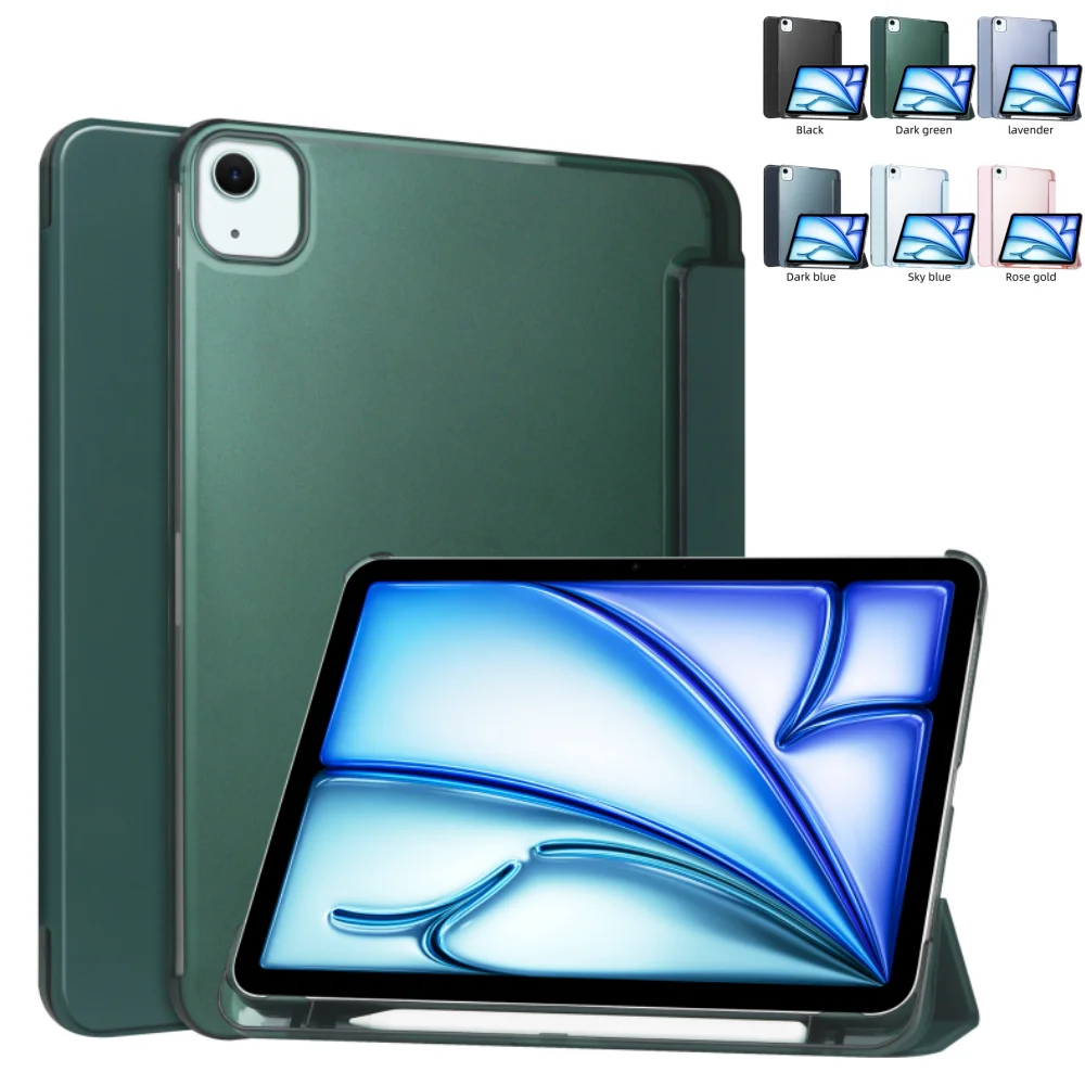 Tri-Fold Clear Frosted Cover com função Auto Wake, Case para iPad Air 11, M2, Air 5, 4, 10.9