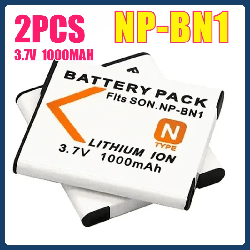 

2PCS 3.7V V1000MAH NP-BN1 Battery for Sony NP-BN1 Digital Camera Lithium Battery TX66 W570 W350 TX300 WX220