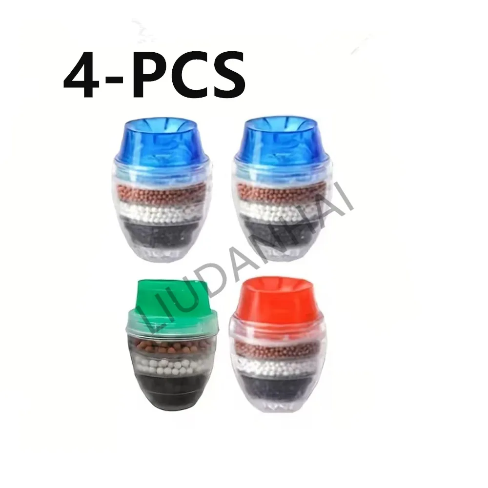 Ensemble de purificateurs d'eau à charbon actif de couleur aléatoire, 4 pièces, pour robinets de cuisine et de salle de bain, aucune purification de base requise.