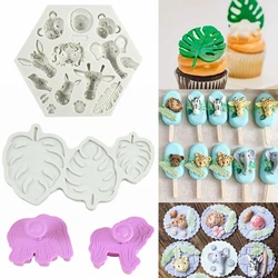 Jungle Safari Animal Cake Mould Forest Animals Leaves Fondant Molds Baking Cake Decorating Tools for Birthday Party Baby Shower