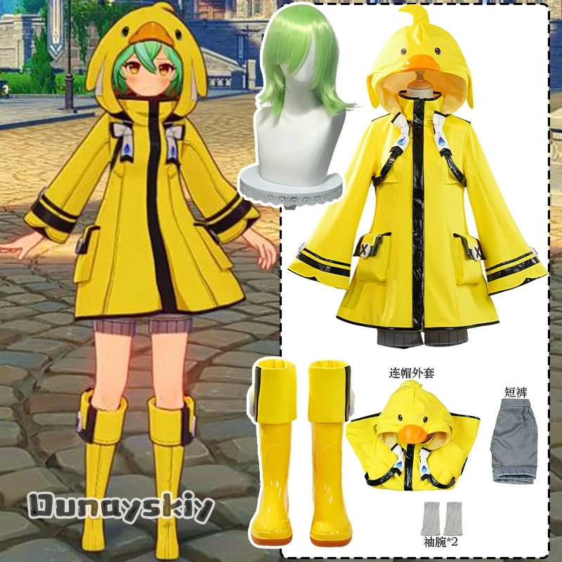 

Genshin Impact Miliastra Wonderland Rainy Pupu Cosplay Costume aBcNN@Yellow Jumpsuit Dress Girl Uniforms Wig Shoe Halloween