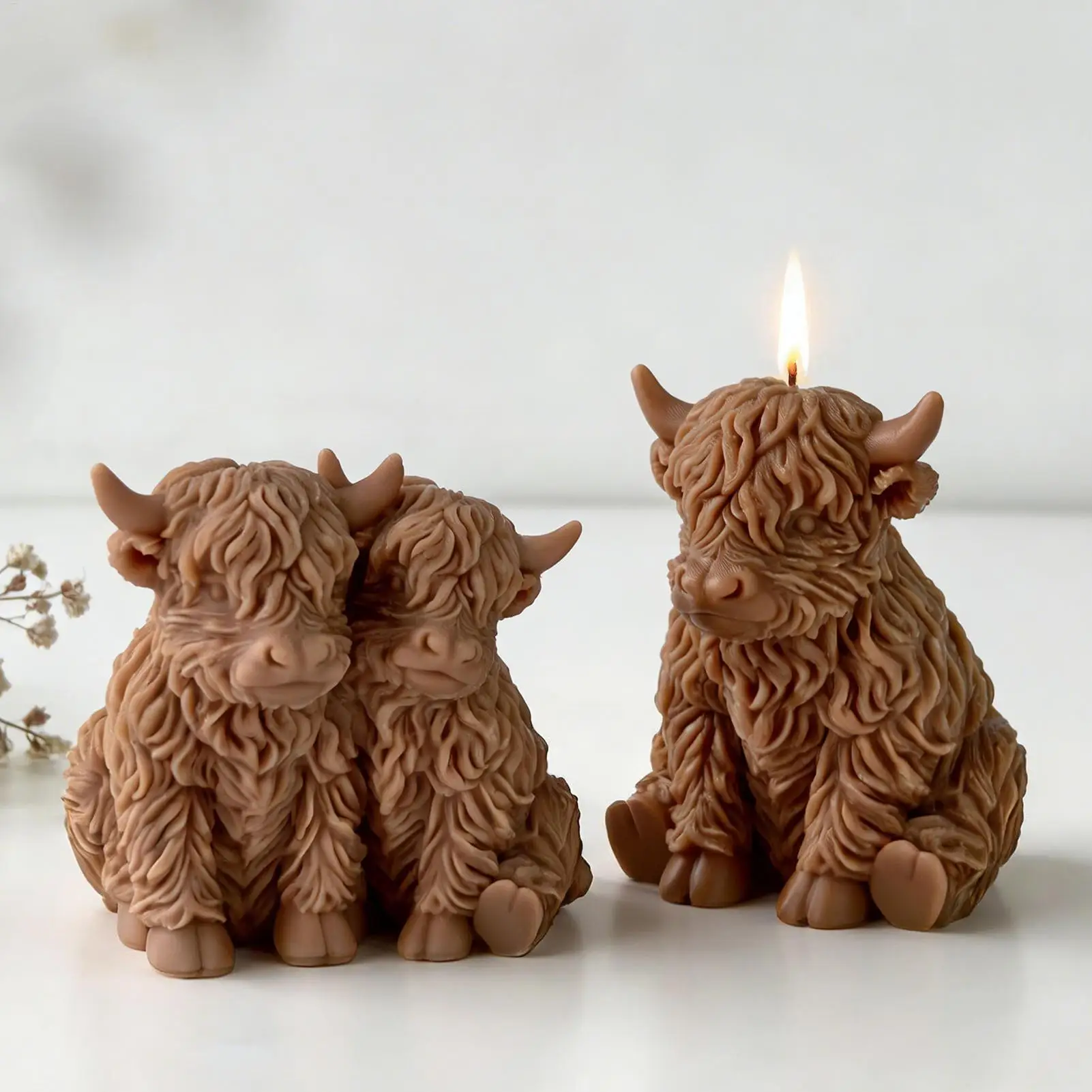 Highland Cow Silicone Mold Reusable 3D Cute Animal Casting Mould Farmhouse Decor DIY Epoxy Resin Soap Candle Making Tool
