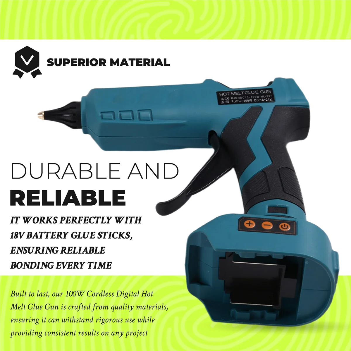 Y31A 100W 무선 디지털 핫멜트 접착제 전동 공구 18V 배터리 접착제 스틱 DIY 수리 도구