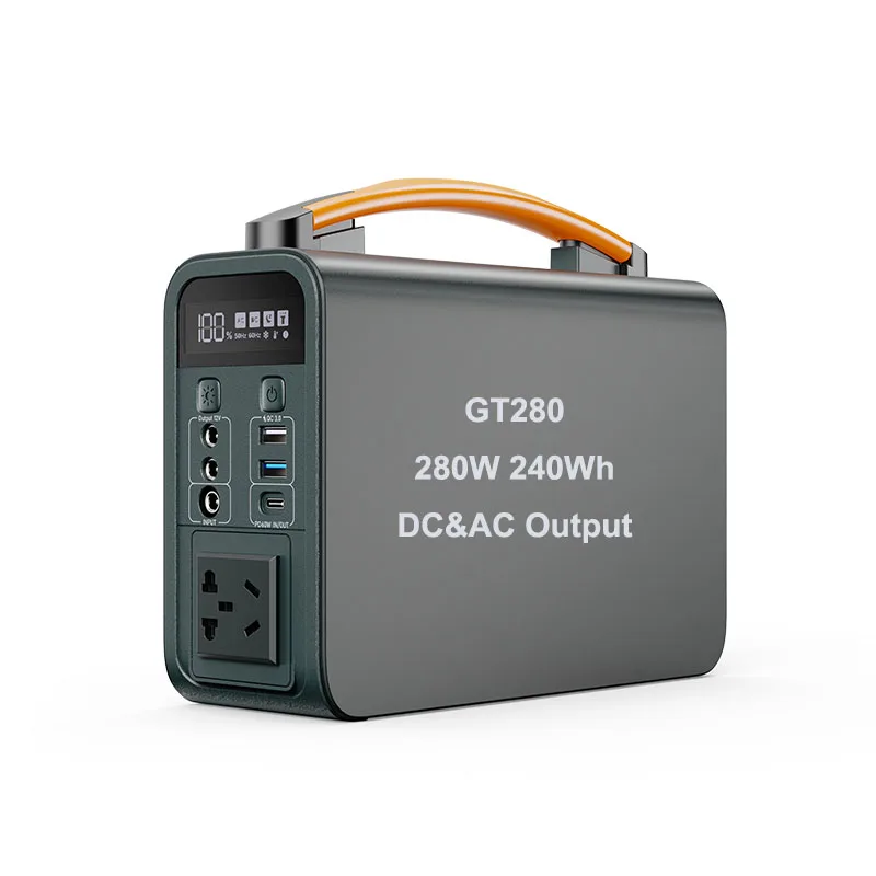 

LiFePO4 Battery Solar Energy Portable Power Station Power Bank 280W 240Wh External Battery Pure Sine Inverter Mppt GT280 Pro Max