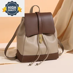 Leather 100% Genuine Backpack Bag for Women Drawstring Travel Bags Fashion School Bagpack Luxury Female