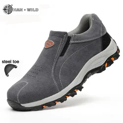 Men Safety Work Shoes Fashion Breathable Slip On Casual Boots Mens Labor Insurance Puncture Proof Steel Toe Shoes Man