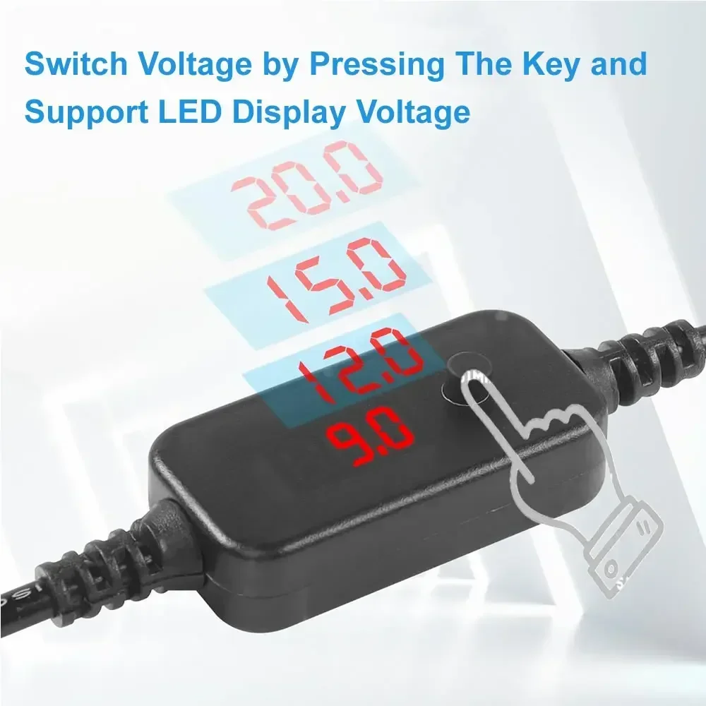PD Type C to DC 5V/9V/12V/15V/20V Multi-Voltage Adapter Cable with 12 Connectors for Phones Laptops Led Light  Cameras Routers
