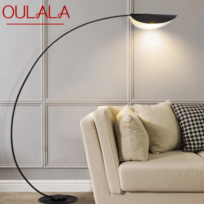 OULALA Black Fishing Floor Lamp Nordic Modern Family Living Room Beside The Sofa Creative LED Decorative Standing Light