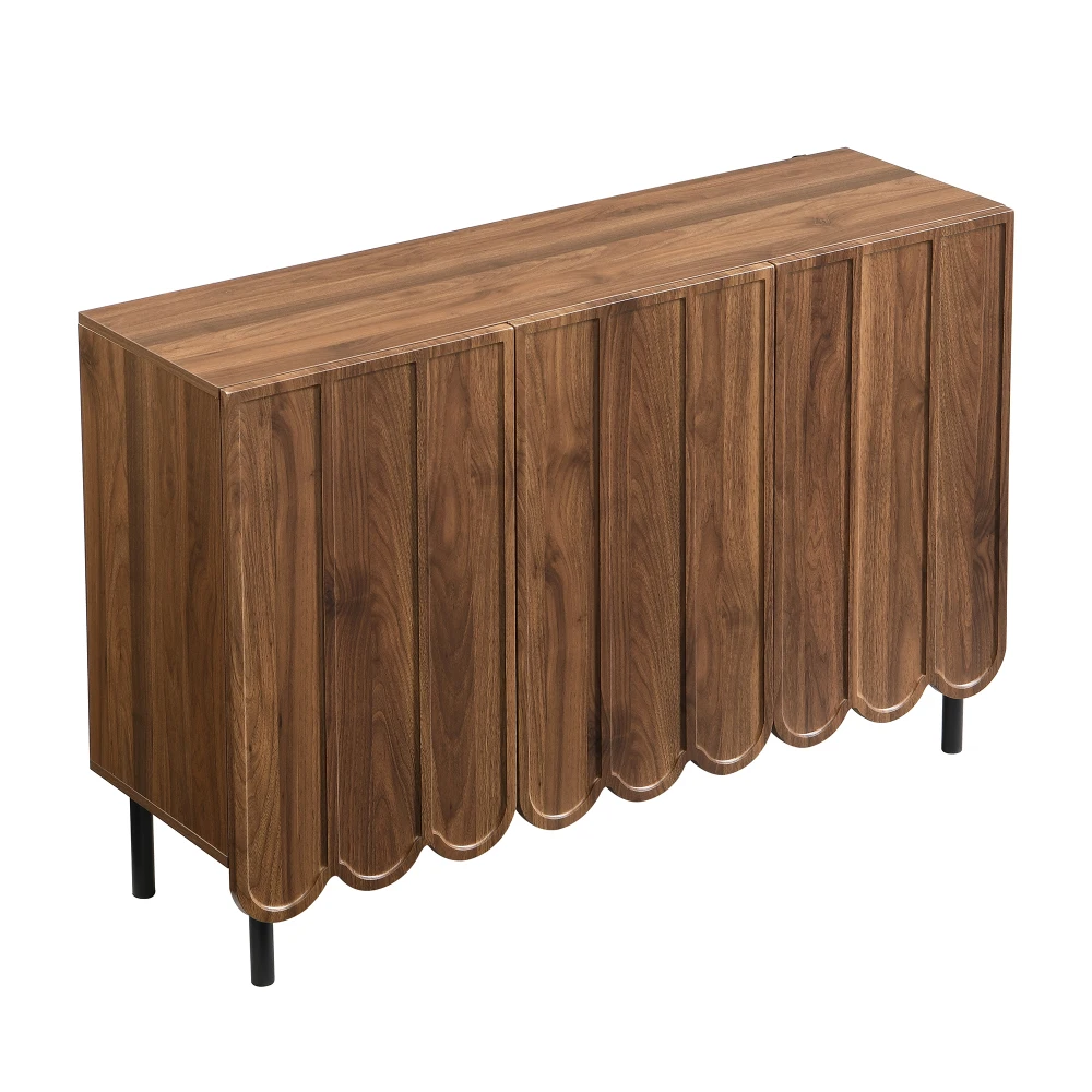 Modernes Sideboard aus Holz mit 120 x 35 x 80 cm großen, grifffreien, verstellbaren Regalen und Stauraum für Wohnzimmer, Flur und Esszimmer – Detail 23