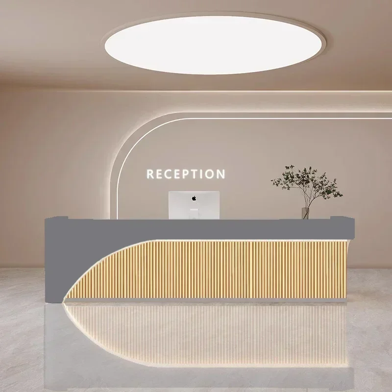 Escritorio de recepción de computadora móvil duradero, escritorio de cajero, escritorio de cajero moderno europeo, oficina móvil