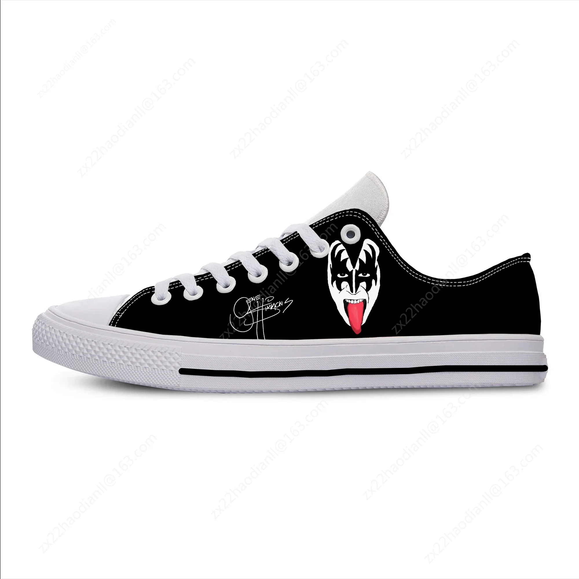 Gene Simmons Low Top Sneakers Kiss Mens Womens Teenager Casual Shoes Canvas Running Shoes Cosplay 3D Printed Lightweight shoe