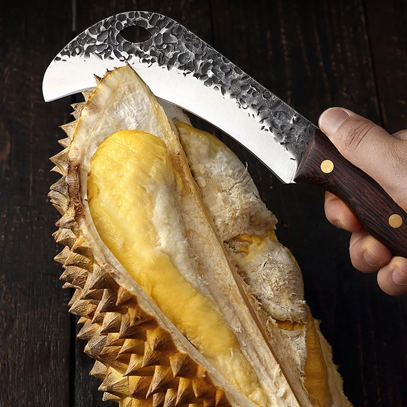 Fruit Knife Banana Durian Knife Hand Forged Blade Wood Handle Boning Butcher Knife High Stainless Steel Kitchen Knives Chef Tool