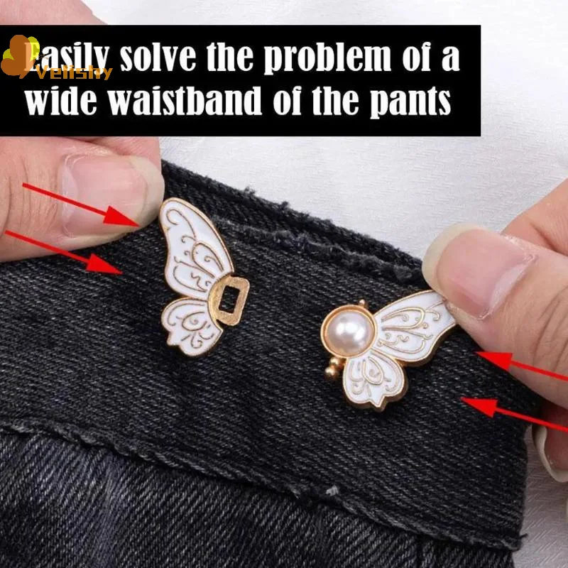 1pc Butterfly Waist Button Jean Button Pin Reusable Clothing Fitting Tools For No Sewing Required Buttons Pants Decoration