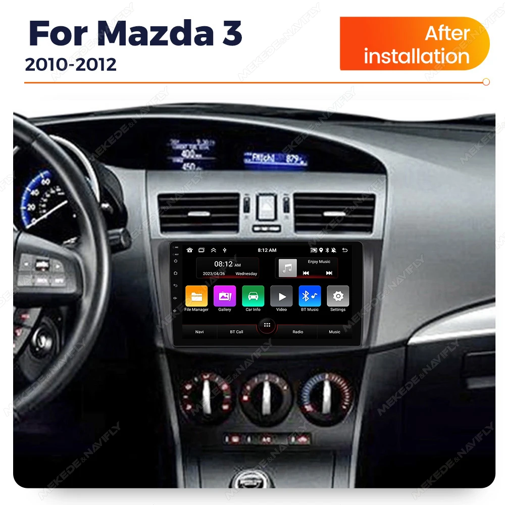 MEKEDE Android 13 FM RDS Radio 2+32GB dla Mazda 3 2010-2012 9 cali 1024*600 GPS+WiFi Multimedialne radio samochodowe Nawigacja Carplay+AUTO