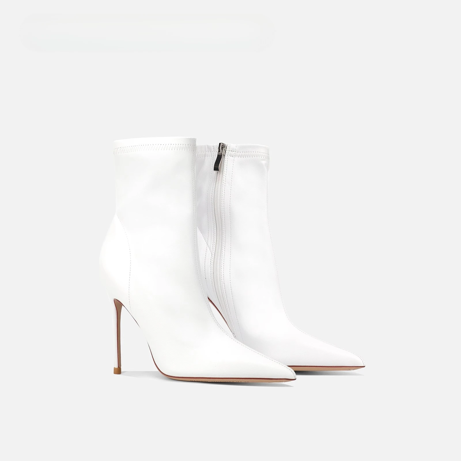 

Autumn and Winter Fashion Sexy White Matte Pointed Side Zipper High-heeled Short Boots