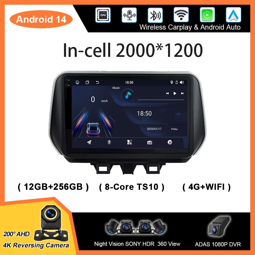 

Car Radio For Hyundai Tucson 2018 2019 Auto Multimedia Player Navigation GPS Android Head Unit Carplay Tape Recorder Stereo 2Din