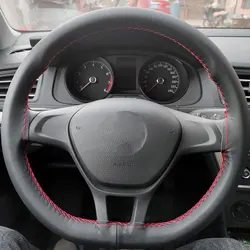 36cm 38cm 40cm Car Soft Microfiber Leather Steering Wheel Braid Cover with Needles & Thread Hand-stitched Interior Accessories