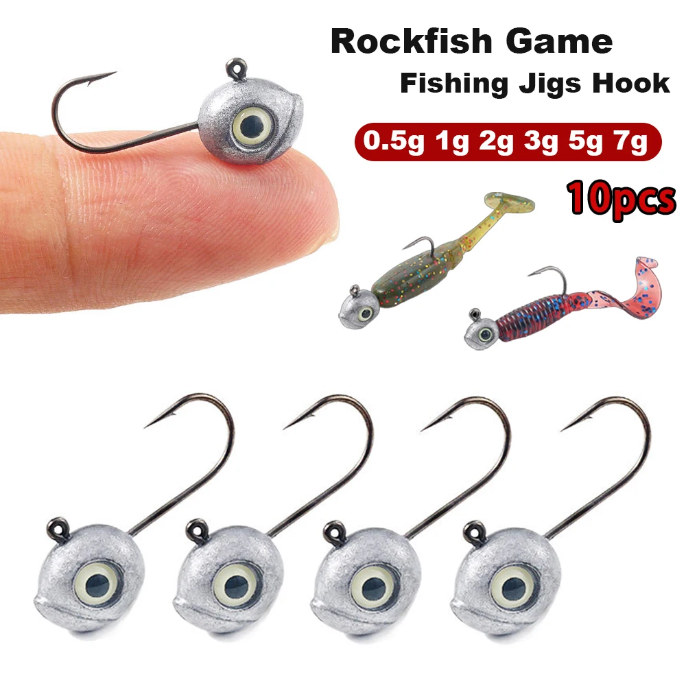 Grouper Crank Jig Head Hook Leaded 0.5g 1g 2g 3g 4g 5g Fly Fishing Hook Rockfish Game Jigs Hook Lure Soft Worm Bait Hook Tool