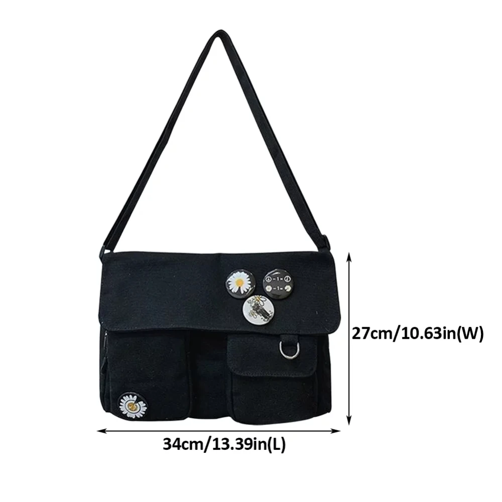 1Pc Canvas Diagonal Cross Bag Youth Fashion Casual Version Ladies Large Capacity Shoulder Bag Solid Color Women Messenger Bags