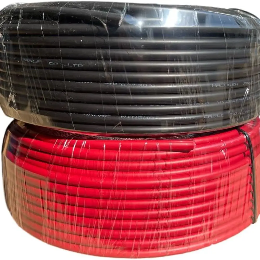 كابل الطاقة الشمسية 50Ft 15M 10 awg سلك، 50FT أسود + 50FT أحمر 10 مقياس سلك كابل تمديد الطاقة الشمسية مع 4 أزواج موصلات الطاقة الشمسية لـ RV