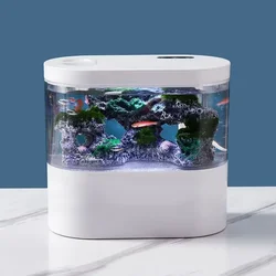 Mini Desktop Aquarium USB Built-in Water Pump/LED Light/filter Self-circulation Self-circulation Small Goldfish Tank