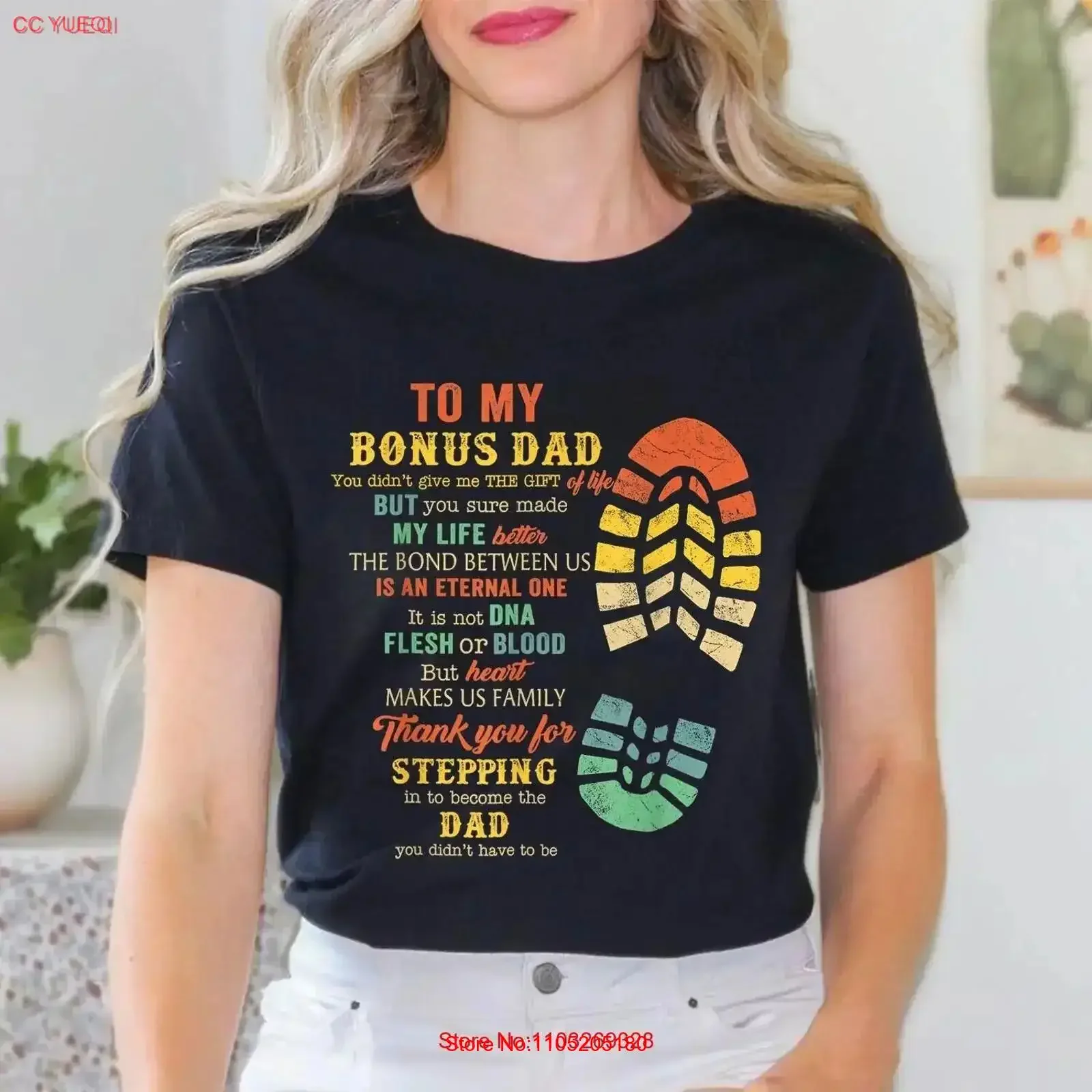 Bonus Dad Father's Day From Stepdad For Daughter Son T Shirt vintage Washed streetwear fashion homme designer clothes  vintage