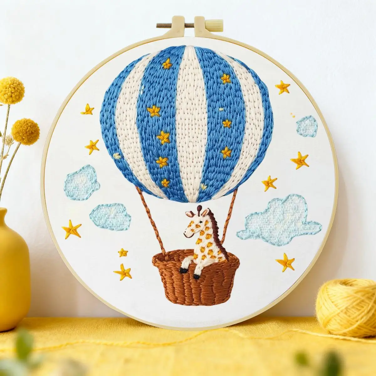 1 Stück 20X20CM/15X15CM 7,87/6,3 Zoll Heißluftballon Stickerei Starter-Kit DIY-Kit DIY-Stickerei-Set für Anfänger – Detail 1